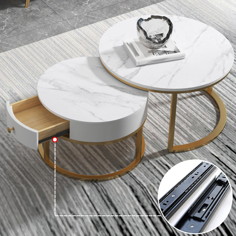 Slate Frame Coffee Table Round Nesting Coffee Table Set for Living Room Clearhalo 'Coffee & Accent Tables' 'Coffee Tables' 'coffee_tables' 'furn' 'furn_coffee_tables' 'Furniture' 'Living Room Furniture' 6861016