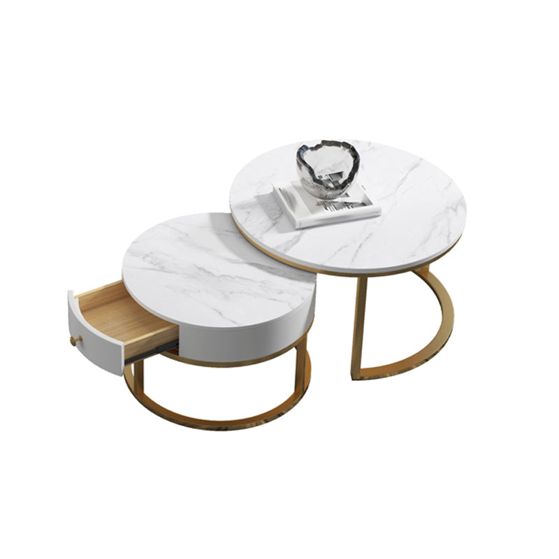 Slate Frame Coffee Table Round Nesting Coffee Table Set for Living Room Clearhalo 'Coffee & Accent Tables' 'Coffee Tables' 'coffee_tables' 'furn' 'furn_coffee_tables' 'Furniture' 'Living Room Furniture' 6861017