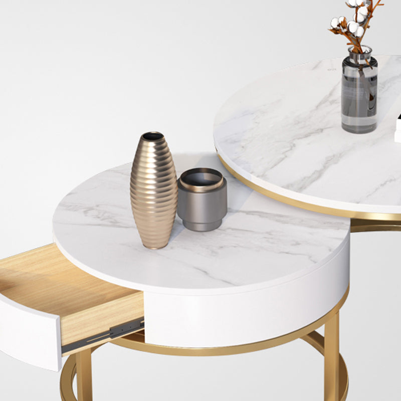 Slate Frame Coffee Table Round Nesting Coffee Table Set for Living Room Clearhalo 'Coffee & Accent Tables' 'Coffee Tables' 'coffee_tables' 'furn' 'furn_coffee_tables' 'Furniture' 'Living Room Furniture' 6861019