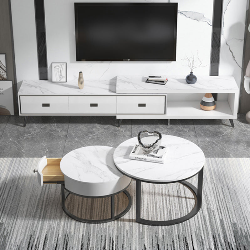 Slate Frame Coffee Table Round Nesting Coffee Table Set for Living Room Clearhalo 'Coffee & Accent Tables' 'Coffee Tables' 'coffee_tables' 'furn' 'furn_coffee_tables' 'Furniture' 'Living Room Furniture' 6861020