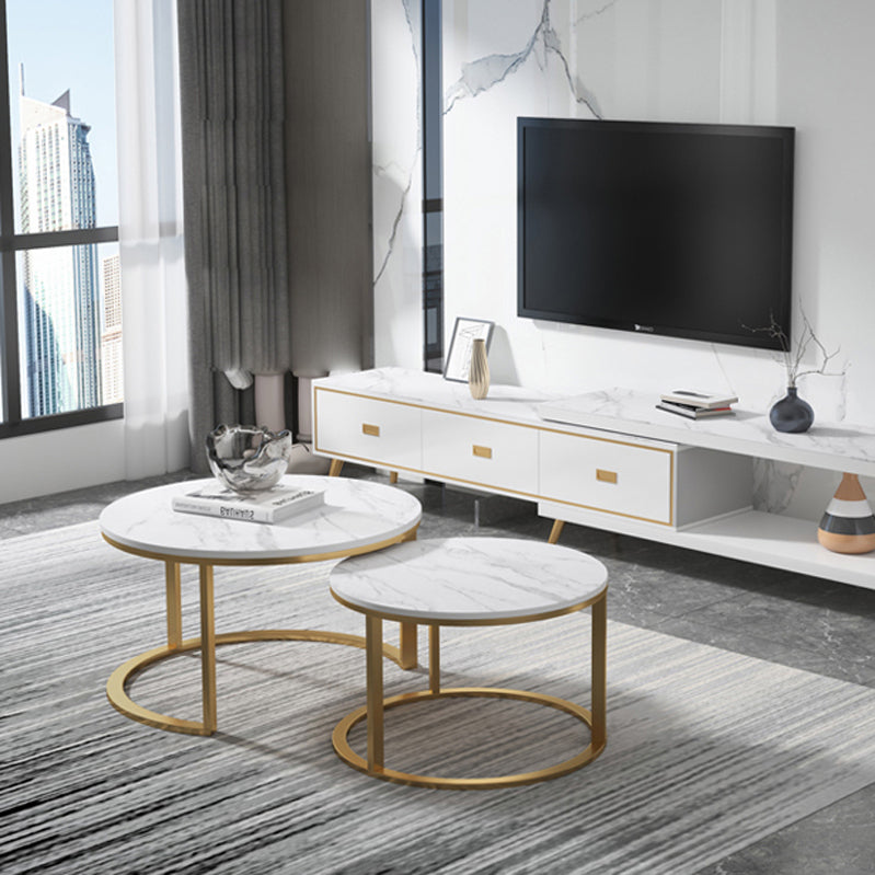 Slate Frame Coffee Table Round Nesting Coffee Table Set for Living Room Clearhalo 'Coffee & Accent Tables' 'Coffee Tables' 'coffee_tables' 'furn' 'furn_coffee_tables' 'Furniture' 'Living Room Furniture' 6861025