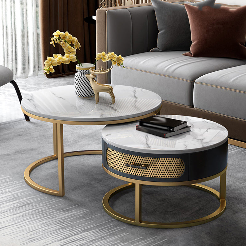 Slate Round Frame Coffee Table Nesting Modern Coffee Table Set Clearhalo 'Coffee & Accent Tables' 'Coffee Tables' 'coffee_tables' 'furn' 'furn_coffee_tables' 'Furniture' 'Living Room Furniture' 6861046