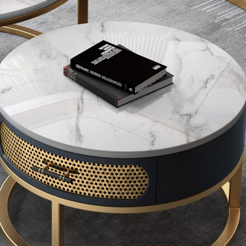 Slate Round Frame Coffee Table Nesting Modern Coffee Table Set Clearhalo 'Coffee & Accent Tables' 'Coffee Tables' 'coffee_tables' 'furn' 'furn_coffee_tables' 'Furniture' 'Living Room Furniture' 6861053