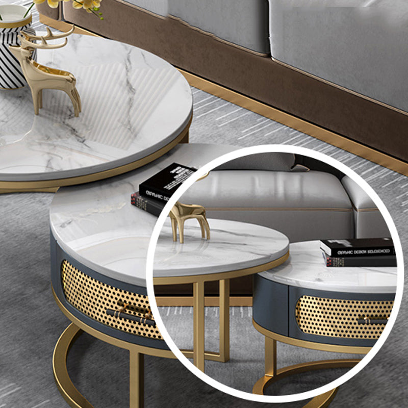 Slate Round Frame Coffee Table Nesting Modern Coffee Table Set Clearhalo 'Coffee & Accent Tables' 'Coffee Tables' 'coffee_tables' 'furn' 'furn_coffee_tables' 'Furniture' 'Living Room Furniture' 6861054