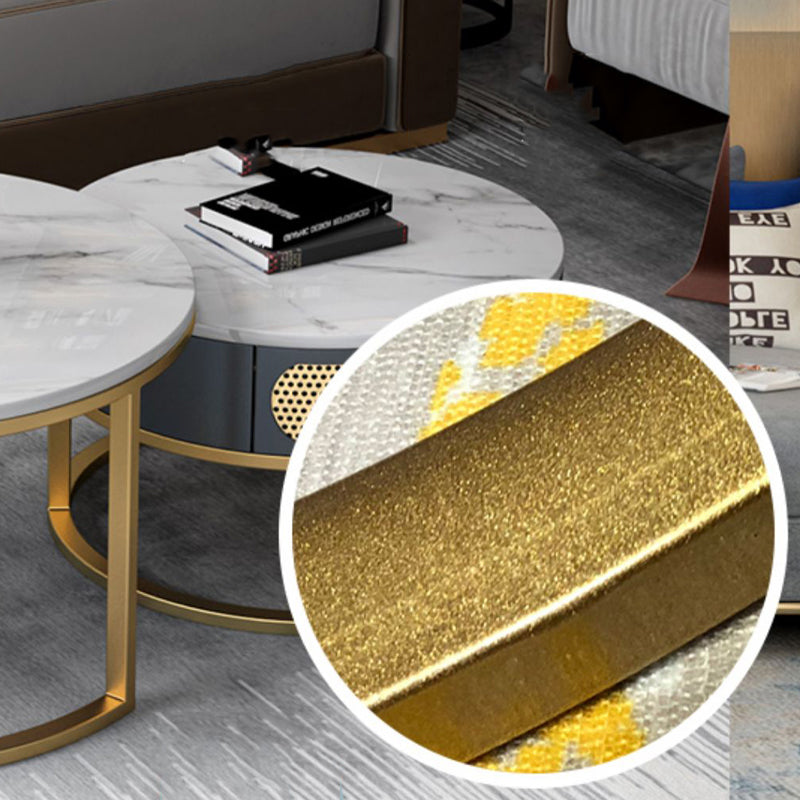 Slate Round Frame Coffee Table Nesting Modern Coffee Table Set Clearhalo 'Coffee & Accent Tables' 'Coffee Tables' 'coffee_tables' 'furn' 'furn_coffee_tables' 'Furniture' 'Living Room Furniture' 6861055