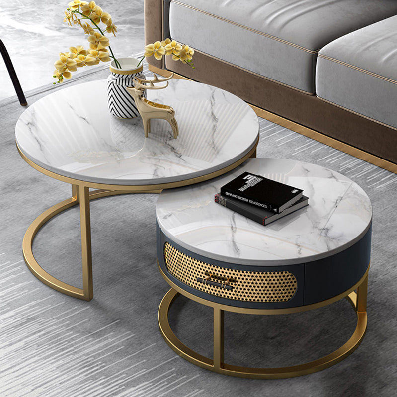 Slate Round Frame Coffee Table Nesting Modern Coffee Table Set Clearhalo 'Coffee & Accent Tables' 'Coffee Tables' 'coffee_tables' 'furn' 'furn_coffee_tables' 'Furniture' 'Living Room Furniture' 6861058