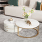 Round Coffee Table Slate Frame Nesting Coffee Table Set with Drawer Clearhalo 'Coffee & Accent Tables' 'Coffee Tables' 'coffee_tables' 'furn' 'furn_coffee_tables' 'Furniture' 'Living Room Furniture' 6861063