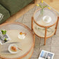 Tropical Coffee Table Glass Top Round Coffee Cocktail Table with Storage