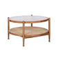 Tropical Coffee Table Glass Top Round Coffee Cocktail Table with Storage