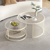 Tropical Coffee Table Glass Top Round Frame Coffee Cocktail Table Clearhalo 'Coffee & Accent Tables' 'Coffee Tables' 'coffee_tables' 'furn' 'furn_coffee_tables' 'Furniture' 'Living Room Furniture' 6861115