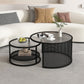 Tropical Coffee Table Glass Top Round Frame Coffee Cocktail Table Clearhalo 'Coffee & Accent Tables' 'Coffee Tables' 'coffee_tables' 'furn' 'furn_coffee_tables' 'Furniture' 'Living Room Furniture' 6861117