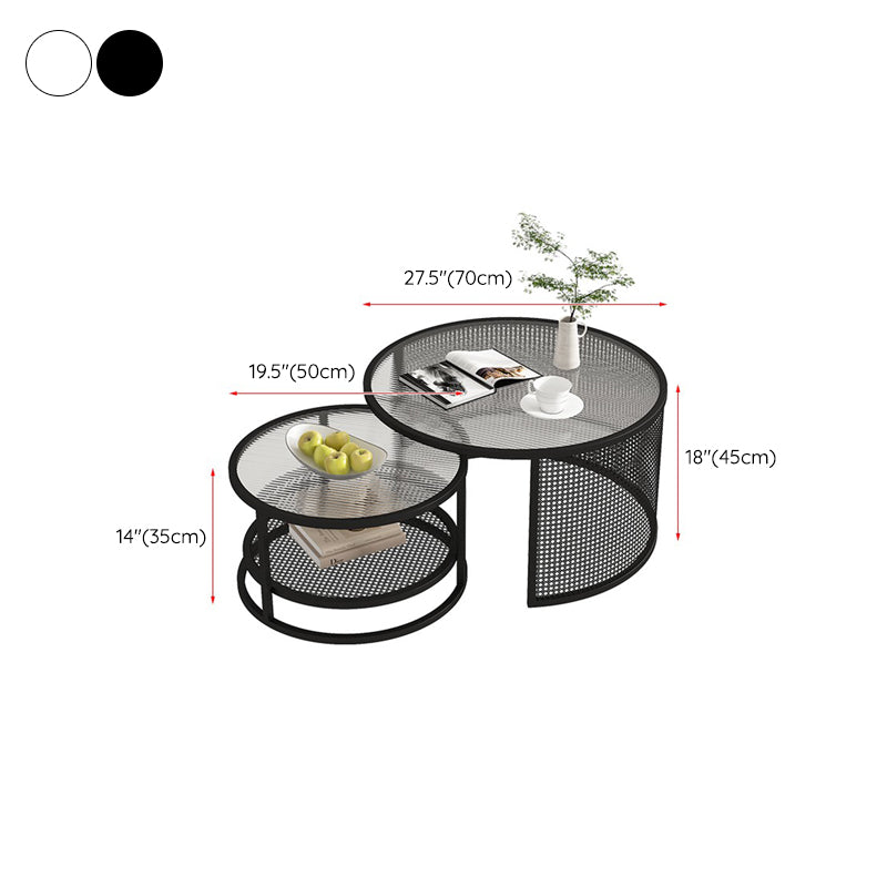 Tropical Coffee Table Glass Top Round Frame Coffee Cocktail Table Clearhalo 'Coffee & Accent Tables' 'Coffee Tables' 'coffee_tables' 'furn' 'furn_coffee_tables' 'Furniture' 'Living Room Furniture' 6861127