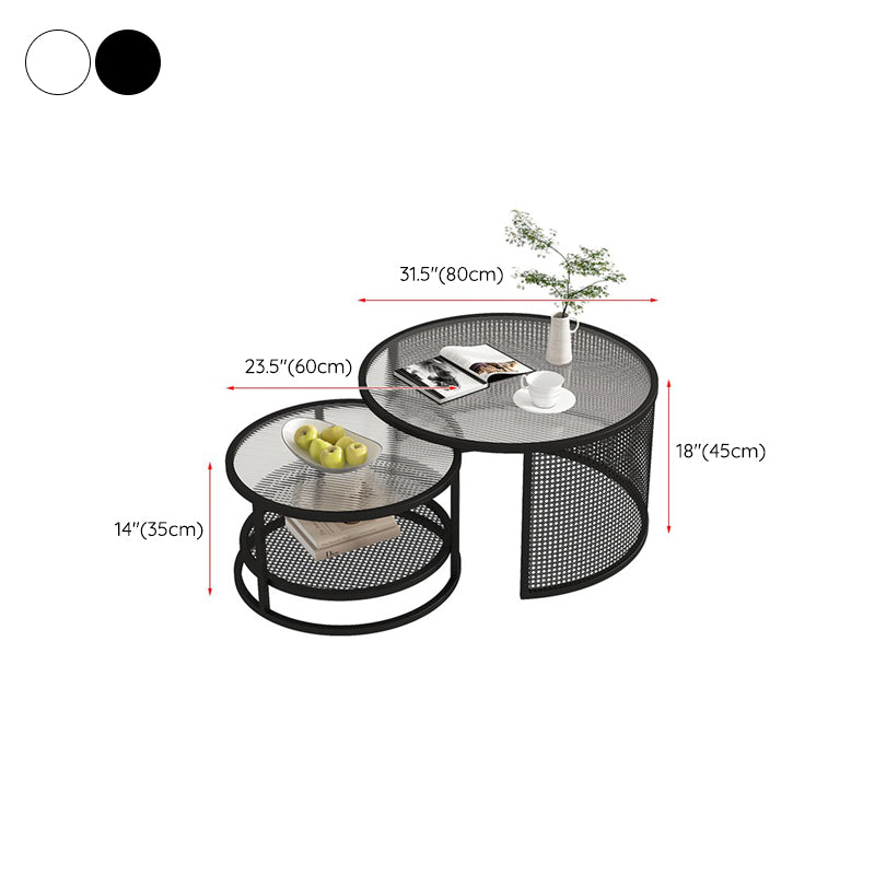 Tropical Coffee Table Glass Top Round Frame Coffee Cocktail Table Clearhalo 'Coffee & Accent Tables' 'Coffee Tables' 'coffee_tables' 'furn' 'furn_coffee_tables' 'Furniture' 'Living Room Furniture' 6861128
