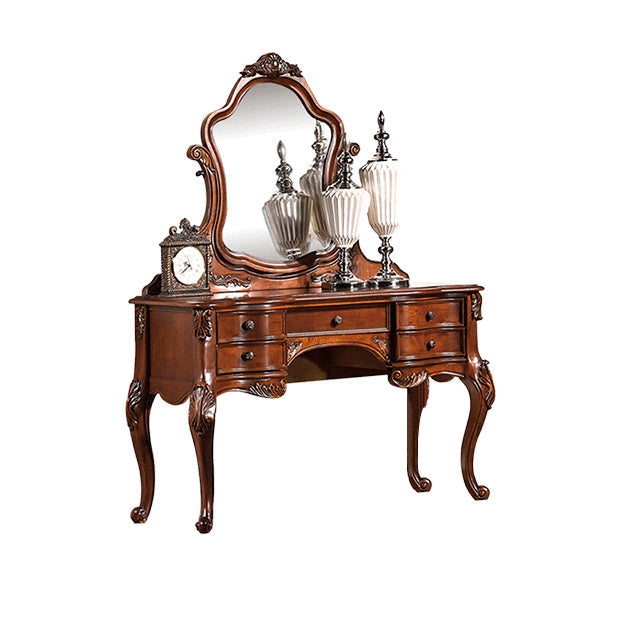 Traditional Solid Wood With Drawer Bedroom Mirror Makeup Vanity Set