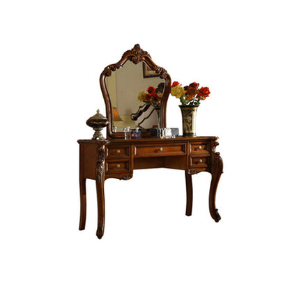 Traditional Solid Wood With Drawer Bedroom Mirror Makeup Vanity Set