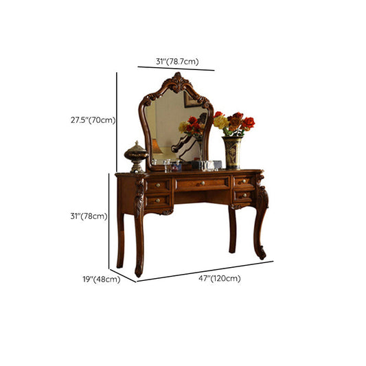 Legno tradizionale in legno massiccio con set di vanità con specchio da letto per la camera da letto del cassetto