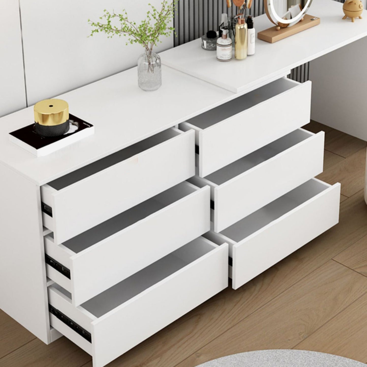 15,75 "tavolo da scrivania per trucco in legno in legno in legno massiccio con cassetti con cassetti