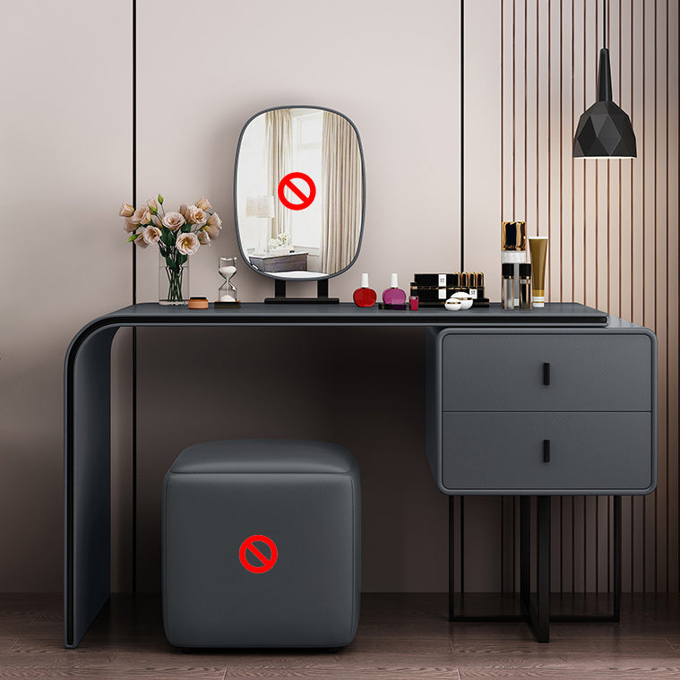 Vanité en cuir de 2 tirages Tableau 28.74 "H Cashage avec base métallique