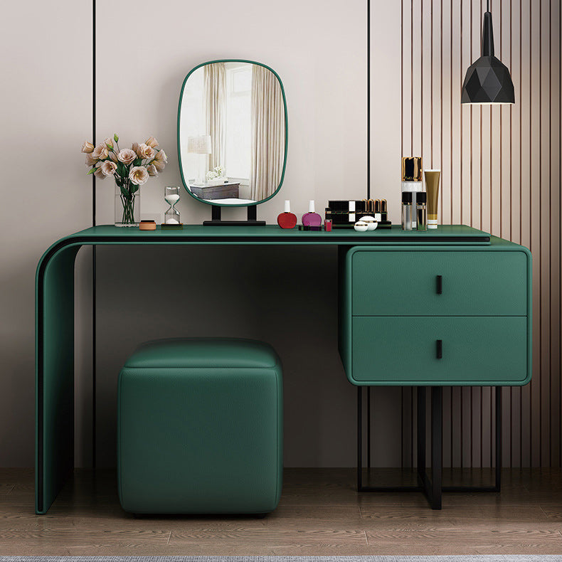 2-lad lederen ijdelheid Tabel 28,74 "H-kaptafel met metalen basis