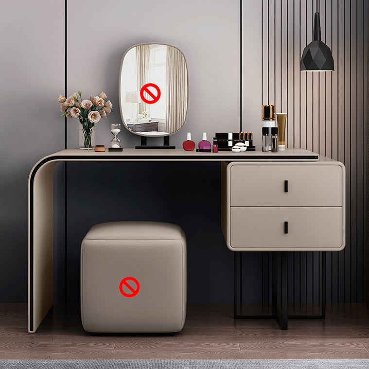 2-lad lederen ijdelheid Tabel 28,74 "H-kaptafel met metalen basis