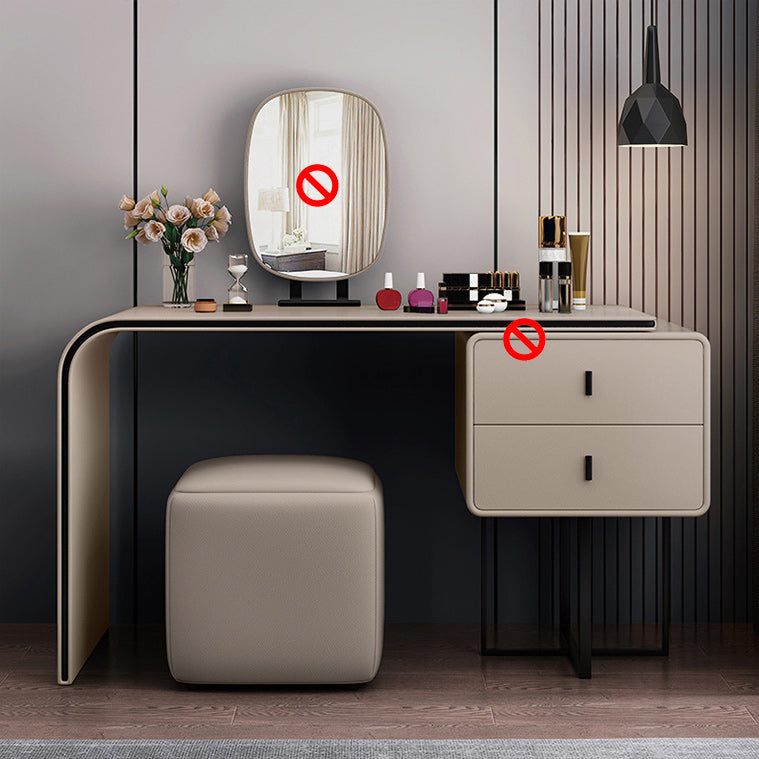 2-lad lederen ijdelheid Tabel 28,74 "H-kaptafel met metalen basis