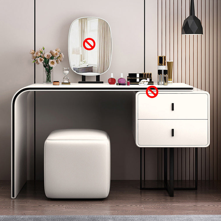 2-lad lederen ijdelheid Tabel 28,74 "H-kaptafel met metalen basis