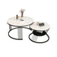 Round Slate Coffee Table Glam Nesting Coffee Table Set with Storage Shelf Ivory Black Clearhalo 'Coffee & Accent Tables' 'Coffee Tables' 'coffee_tables' 'furn' 'furn_coffee_tables' 'Furniture' 'Living Room Furniture' 6861450