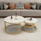 Round Slate Coffee Table Glam Nesting Coffee Table Set with Storage Shelf White Gold Clearhalo 'Coffee & Accent Tables' 'Coffee Tables' 'coffee_tables' 'furn' 'furn_coffee_tables' 'Furniture' 'Living Room Furniture' 6861454