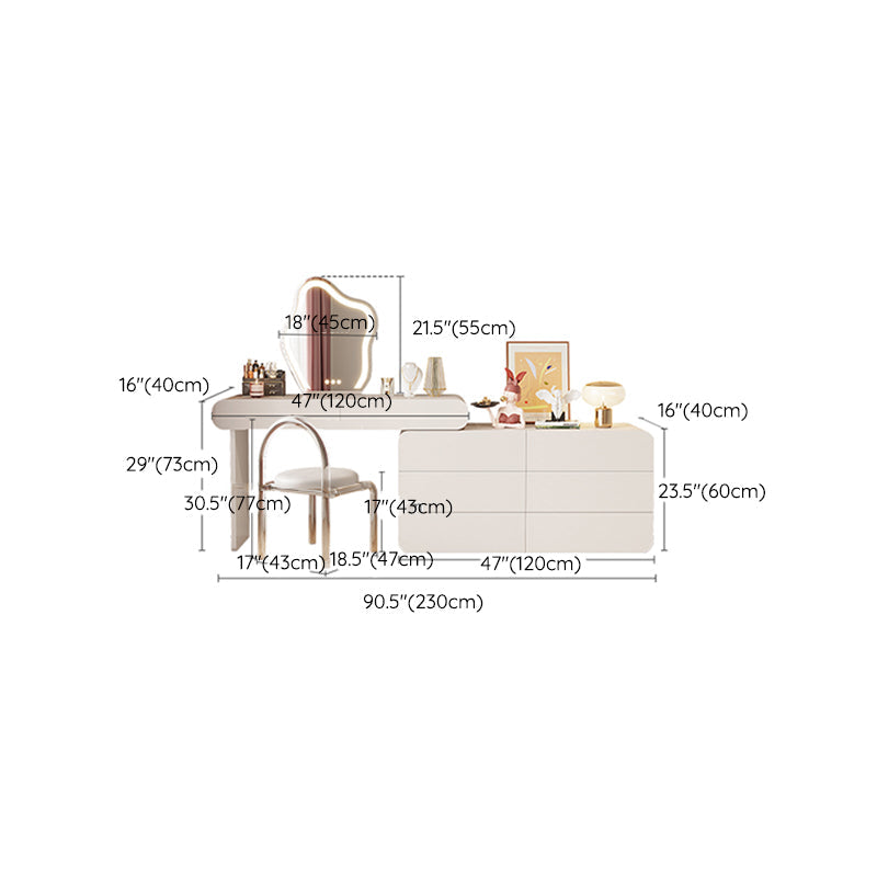 White Make-up 15.74" Wide Vanity Makeup Vanity Desk Table with Drawers