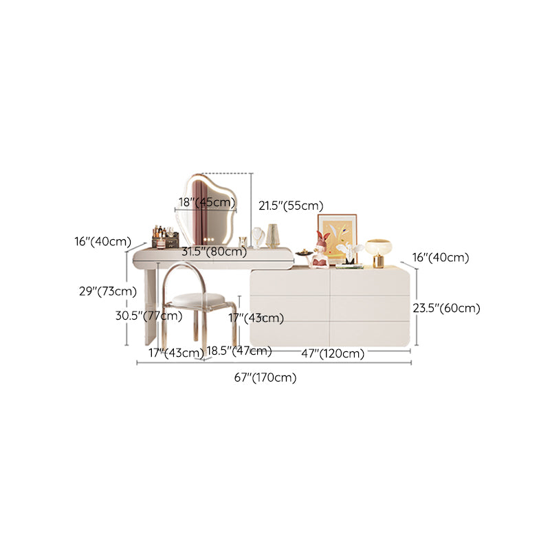 White Make-up 15.74" Wide Vanity Makeup Vanity Desk Table with Drawers