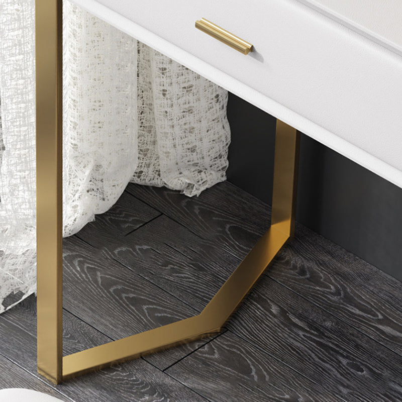 Glam Make-up Vanity Faux Leather Mirror Bedroom Makeup Vanity Set Clearhalo 'Bedroom Furniture' 'furn' 'furn_makeup_vanities' 'Furniture' 'Makeup Vanities' 'makeup_vanities' 6861553