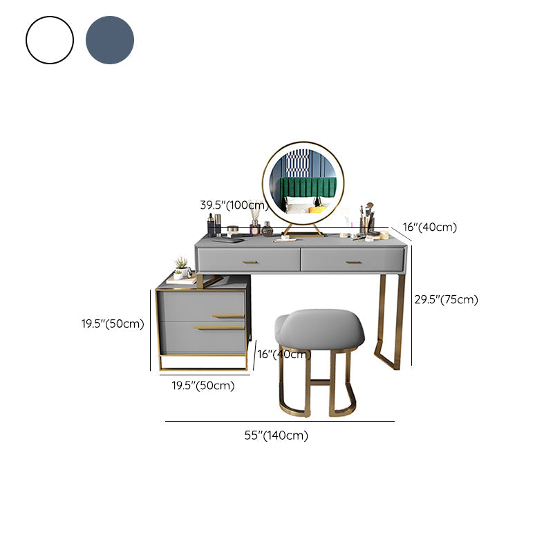 Glam Make-up Vanity Faux Leather Mirror Bedroom Makeup Vanity Set Clearhalo 'Bedroom Furniture' 'furn' 'furn_makeup_vanities' 'Furniture' 'Makeup Vanities' 'makeup_vanities' 6861556