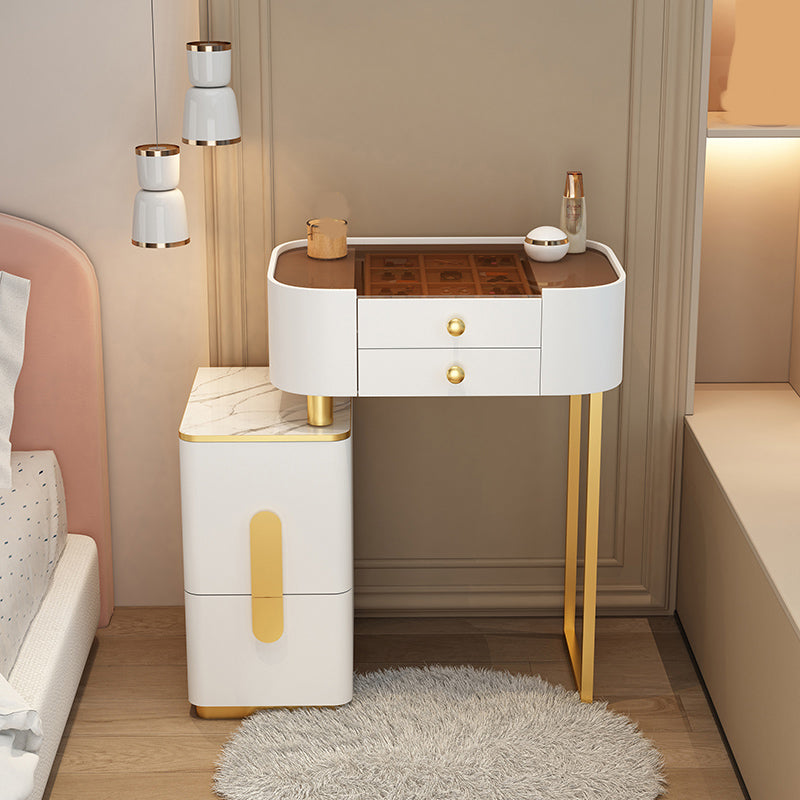 Glam Glass Makeup Counter 29.9" H Bedroom Make-up Vanity with Drawer