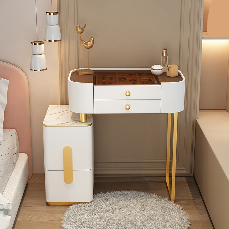 Glam Glass Makeup Counter 29.9" H Bedroom Make-up Vanity with Drawer