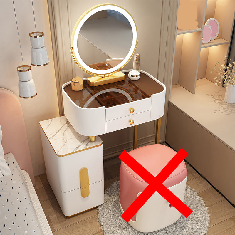 Glam Glass Makeup Counter 29.9" H Bedroom Make-up Vanity with Drawer