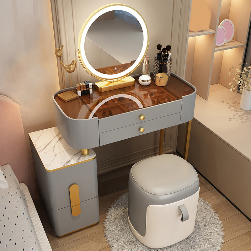 Glam Glass Makeup Counter 29.9" H Bedroom Make-up Vanity with Drawer