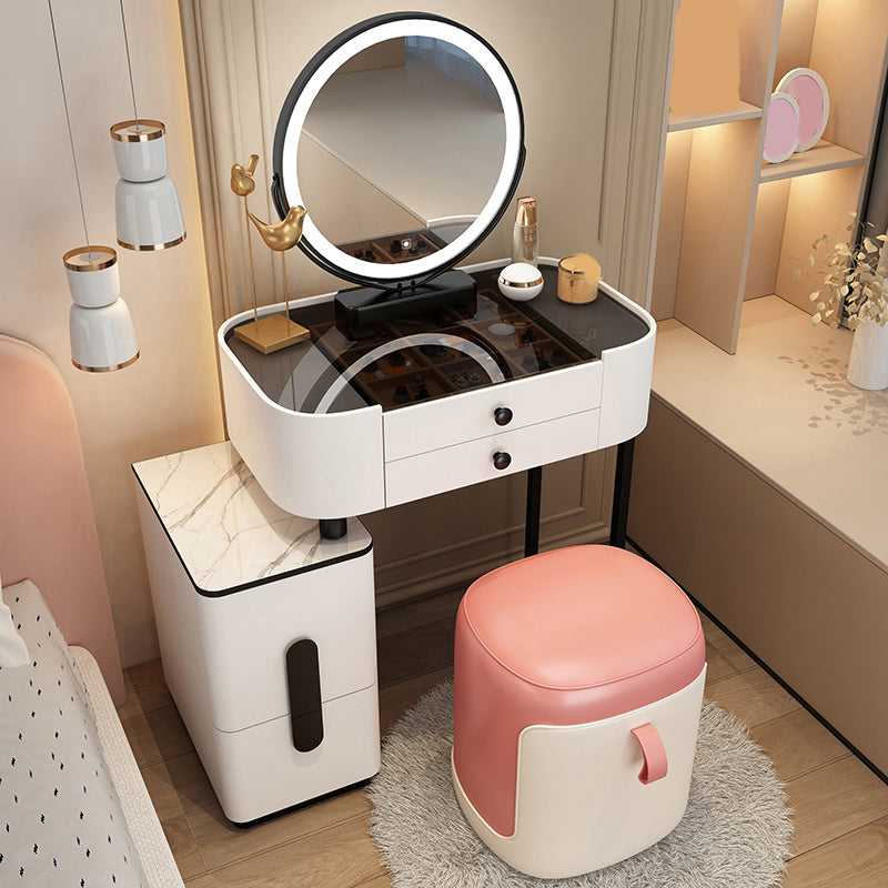 Glam Glass Makeup Counter 29.9" H Bedroom Make-up Vanity with Drawer