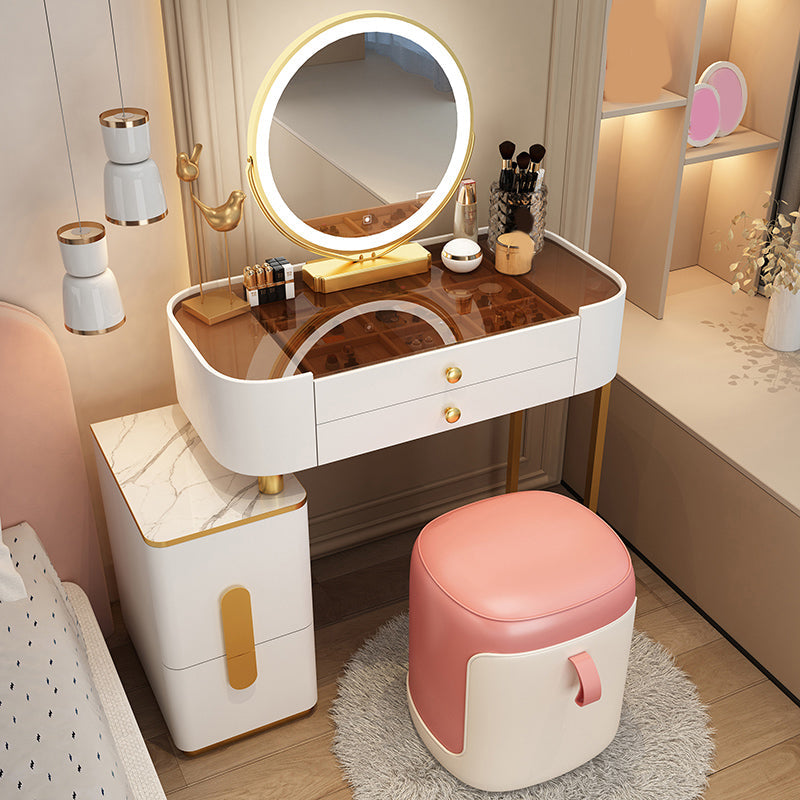 Glam Glass Makeup Counter 29.9" H Bedroom Make-up Vanity with Drawer