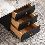 2 Legs Coffee Table Faux Marble Single Coffee Table with 3 Drawers