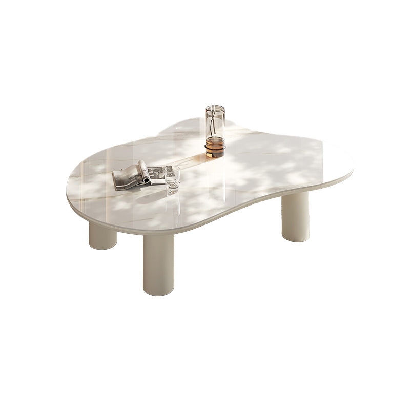 Marble White Single Coffee Table Modern Free-Form Coffee Table 39"L x 28"W x 14"H Clearhalo 'Coffee & Accent Tables' 'Coffee Tables' 'coffee_tables' 'furn' 'furn_coffee_tables' 'Furniture' 'Living Room Furniture' 6862062