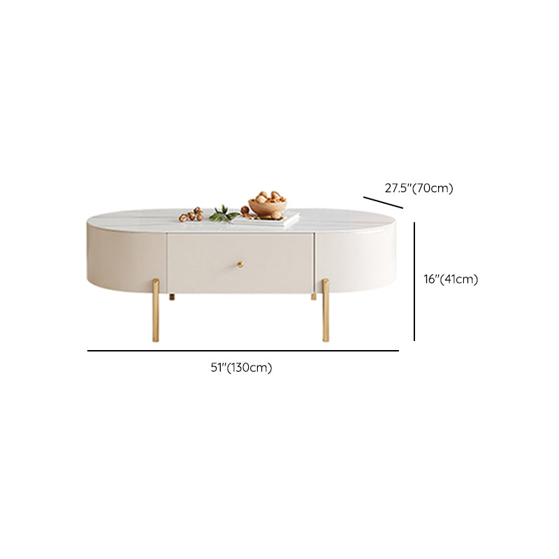 2 Legs Single Coffee Table Glam Oval Coffee Table with Drawer Clearhalo 'Coffee & Accent Tables' 'Coffee Tables' 'coffee_tables' 'furn' 'furn_coffee_tables' 'Furniture' 'Living Room Furniture' 6862085