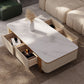 Rectangle Single Coffee Table 2Legs Slate Coffee Table with 4 Drawers