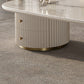 No Distressing Slate Coffee Table Oval Single Coffee Table with 2 Drawers Clearhalo 'Coffee & Accent Tables' 'Coffee Tables' 'coffee_tables' 'furn' 'furn_coffee_tables' 'Furniture' 'Living Room Furniture' 6862129