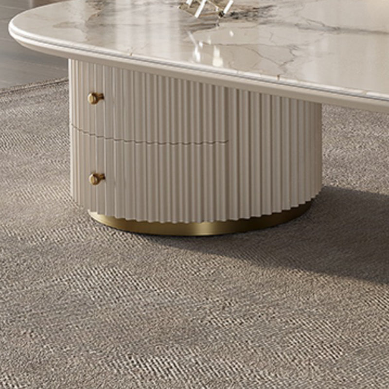 No Distressing Slate Coffee Table Oval Single Coffee Table with 2 Drawers Clearhalo 'Coffee & Accent Tables' 'Coffee Tables' 'coffee_tables' 'furn' 'furn_coffee_tables' 'Furniture' 'Living Room Furniture' 6862129