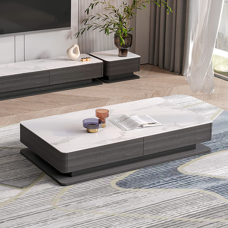 Block Slate Coffee Table No Distressing Rectangle Single Coffee Table with Drawers Clearhalo 'Coffee & Accent Tables' 'Coffee Tables' 'coffee_tables' 'furn' 'furn_coffee_tables' 'Furniture' 'Living Room Furniture' 6862136