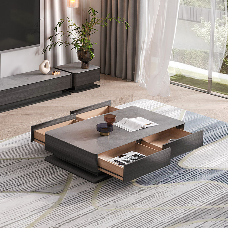 Block Slate Coffee Table No Distressing Rectangle Single Coffee Table with Drawers Clearhalo 'Coffee & Accent Tables' 'Coffee Tables' 'coffee_tables' 'furn' 'furn_coffee_tables' 'Furniture' 'Living Room Furniture' 6862138