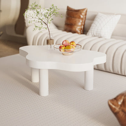Table basse simple en bois massif, table basse à 3 pieds de forme libre