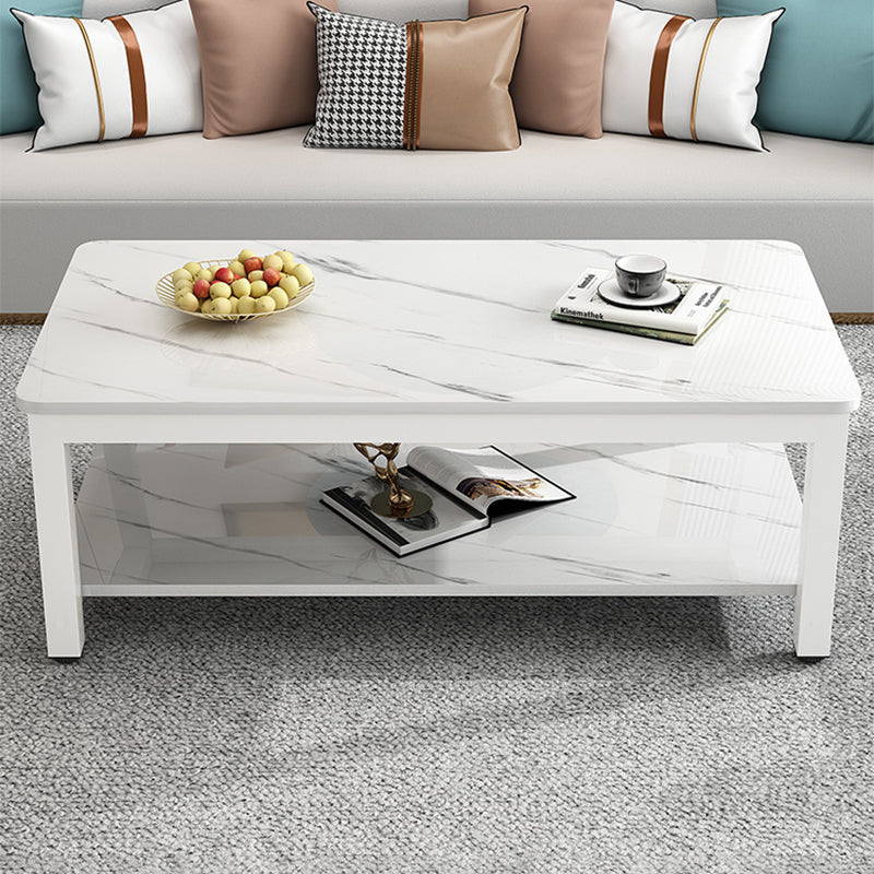 17"H Contemporary Coffee Table Rectangle White Coffee Cocktail Table Clearhalo 'Coffee & Accent Tables' 'Coffee Tables' 'coffee_tables' 'furn' 'furn_coffee_tables' 'Furniture' 'Living Room Furniture' 6862253