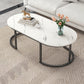 Glam Style Coffee Table Oval Slate Single Coffee Cocktail Table Clearhalo 'Coffee & Accent Tables' 'Coffee Tables' 'coffee_tables' 'furn' 'furn_coffee_tables' 'Furniture' 'Living Room Furniture' 6862357