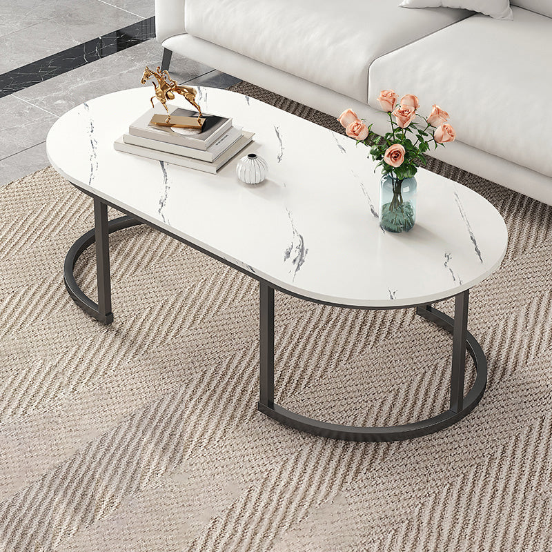 Glam Style Coffee Table Oval Slate Single Coffee Cocktail Table Clearhalo 'Coffee & Accent Tables' 'Coffee Tables' 'coffee_tables' 'furn' 'furn_coffee_tables' 'Furniture' 'Living Room Furniture' 6862357